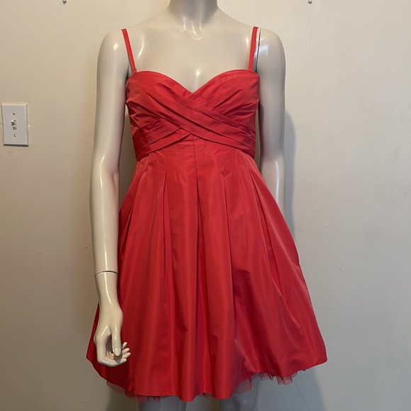 Sateen Pleated Strapless Tulle Taffeta Cocktail Dress - Picture 12 of 13